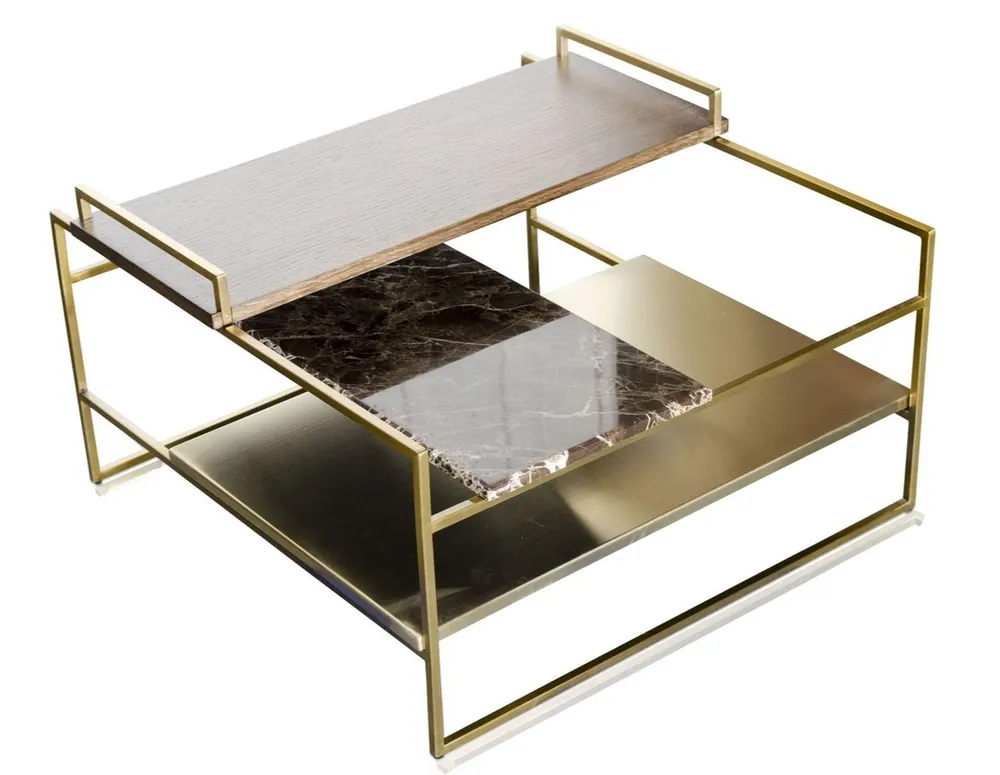 Casa Padrino Luxury Coffee Table Gold 60 x 60 x H. 36,5 cm - Designer Coffee Table Günstig