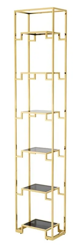 Geprüft Casa Padrino Living Room Shelf Cabinet Gold / Black 45.5 x 25.5 x H. 221 cm - Luxury Living Room Cabinet