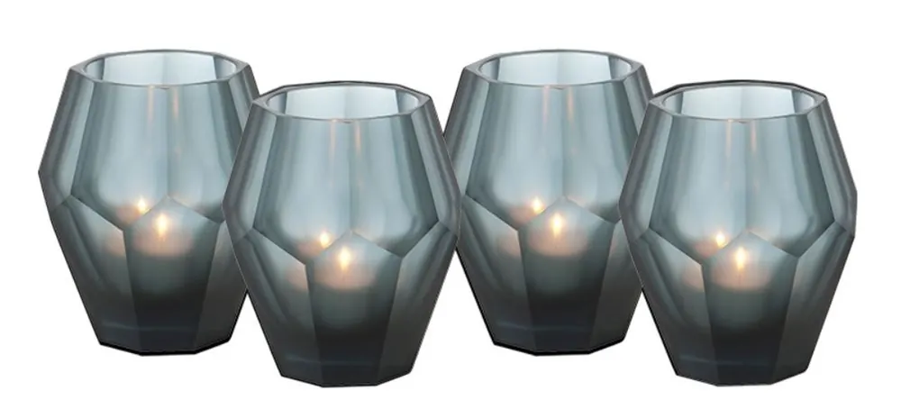 Direktkauf Casa Padrino Tealight Holder Set of 4 Blue 8.5 x H. 10 cm - Luxury Quality
