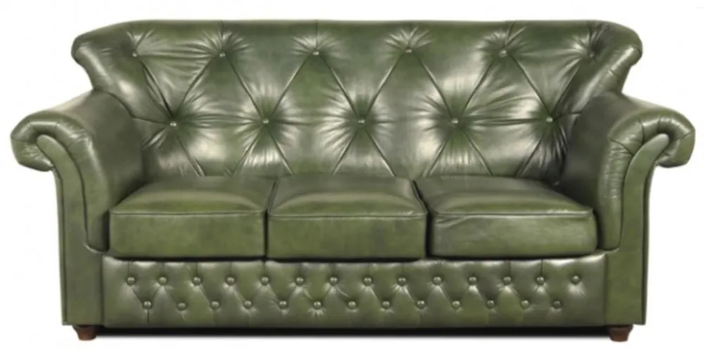 Sale Casa Padrino Chesterfield genuine leather sofa in green with dark brown feet 200 x 80 x H. 85 cm - Luxury Quality