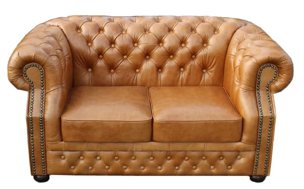 Top-Seller Casa Padrino Luxury Genuine Leather 3 Seater Sofa Light Brown 180 x 90 x H. 80 cm - Chesterfield Furniture