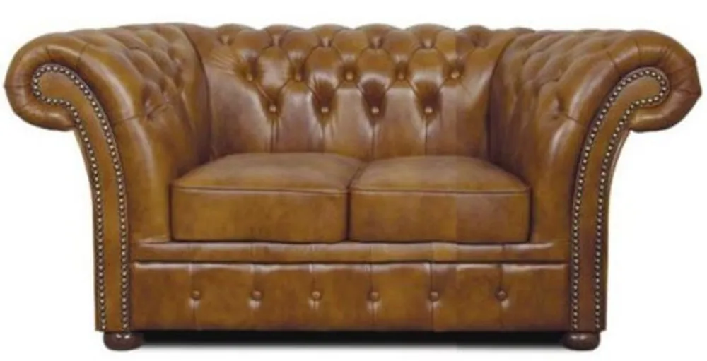 Super-Preis Casa Padrino Chesterfield Sofa 2 Seater Genuine Leather Brown 170 x 90 x H. 80 cm - Luxury Living Room Furniture