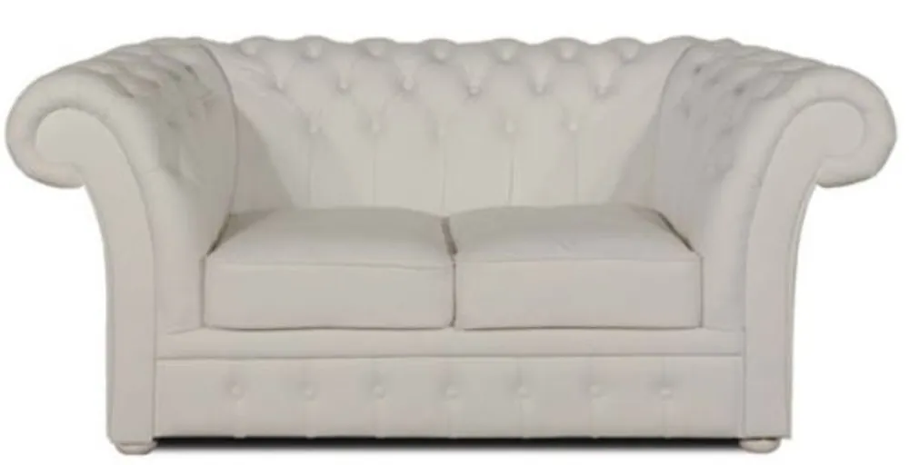 Casa Padrino luxury genuine leather 2 seater sofa white 170 x 90 x H. 80 cm - Chesterfield Furniture Nur Heute