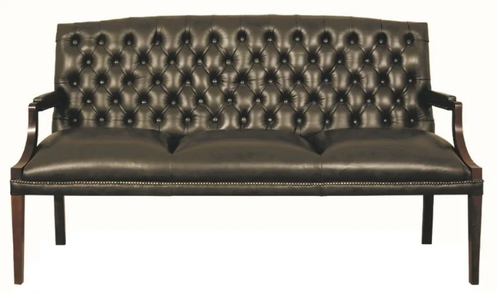 Echt Casa Padrino Chesterfield Genuine Leather 3-Seater Bench with Armrests Black / Dark Brown 180 x 60 x H. 100 cm - Luxury Furniture