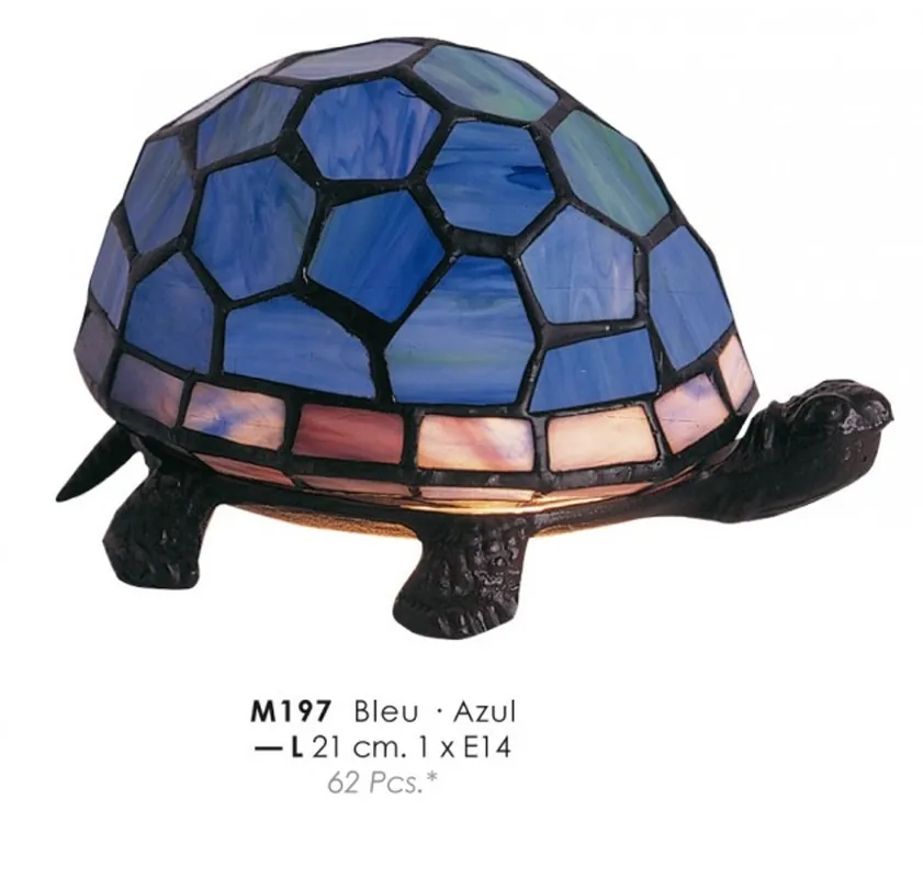 Nur Für Kurze Zeit Casa Padrino lampe de table Tiffany tortue bleu Ø 21cm - Lampe décorative Tiffany faite main