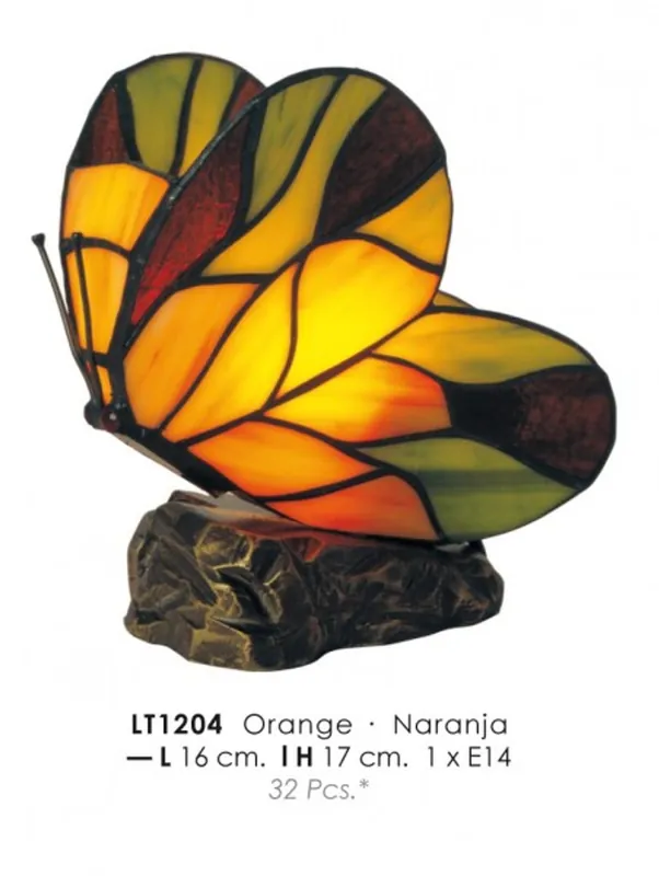 Solange Der Vorrat Reicht Casa Padrino Lampe de table Tiffany Papillon Ø 16 x H. 17 cm - Lampe Décorative Tiffany