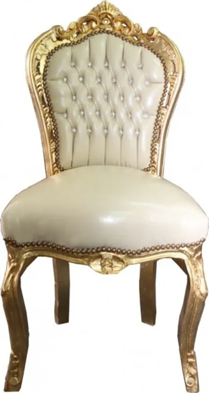 Online Kaufen Dîner baroque Chaise Crème / or avec Bling Bling Bling Pierres - Limited Edition