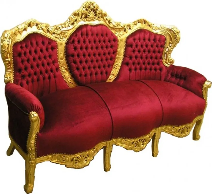 Sale Casa Padrino Baroque Sofa King Bordeaux / Gold - Baroque Furniture