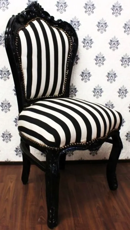 Solange Der Vorrat Reicht Casa Padrino Dîner baroque Chaise Noir / Blanc Stripes / Noir