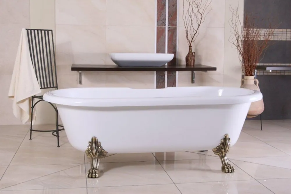 Détaché bain de luxe Nouveau Milano Blanc / Old Gold - Salle de bain Baignoire autoportante baroque Sonderangebot