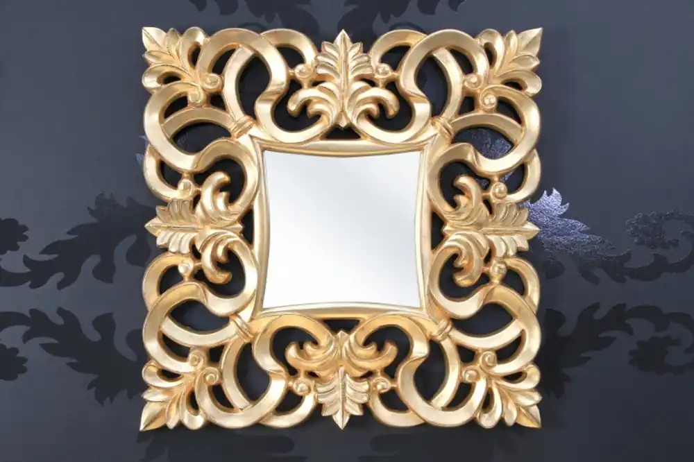 Neu Im Sortiment Miroir mural baroque divisé 76 x 76 cm Gold - Miroir doré carré Barock Wandspiegel Gold Antik, Höhe 76 cm, Breite 76 cm, Edel & Prunkvoll