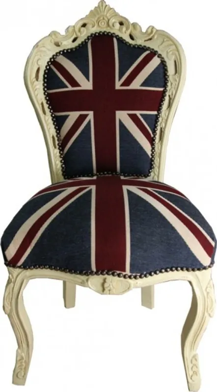 Heißes Angebot Dîner Casa Padrino baroque Chaise Union Jack / Crème