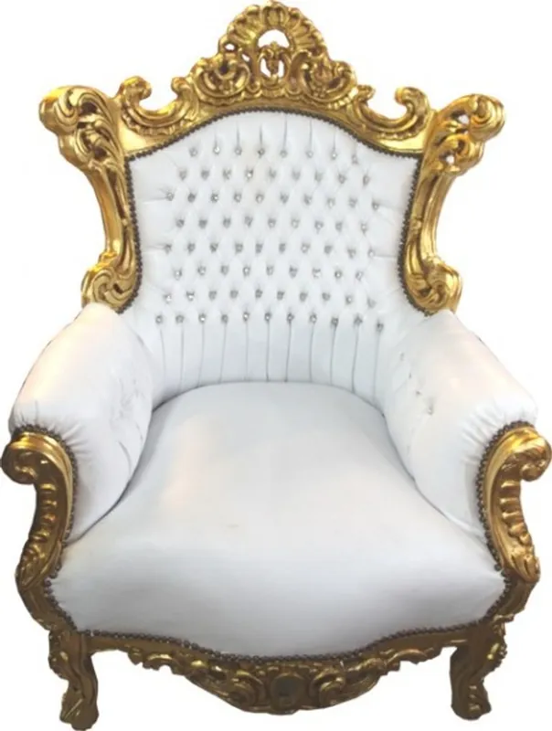 Rabatt Baroque Chair Al Capone White / Gold - Baroque furniture
