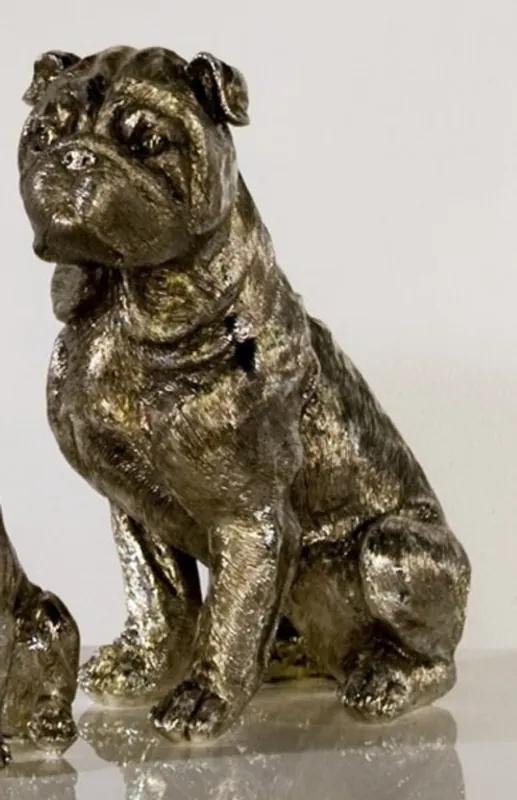 Casa Padrino chien carlin design argent antique H. 27 cm - Sculpture décoration polyrésine - Noble & Magnificent Wochenendangebot