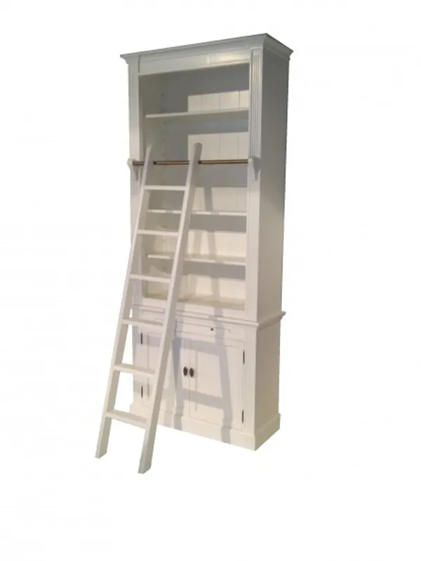Preis Gesenkt Bookcase in country-house style (B 100 x D 36 x H 240) with ladder (H 100 cm) white Antique look - shabby-chic shelf, bookcase