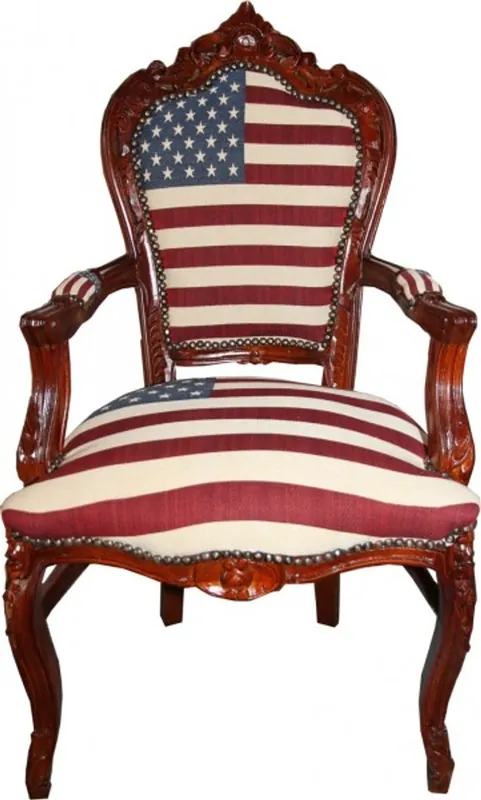 Markenprodukt Casa Padrino Dîner baroque avec accoudoirs USA / acajou brun antique