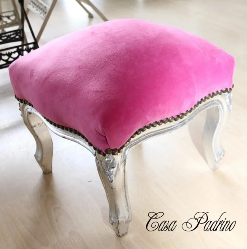 Meubles anciens - - Casa Padrino baroque rose escabeau / Argent Tabouret Meistverkauft