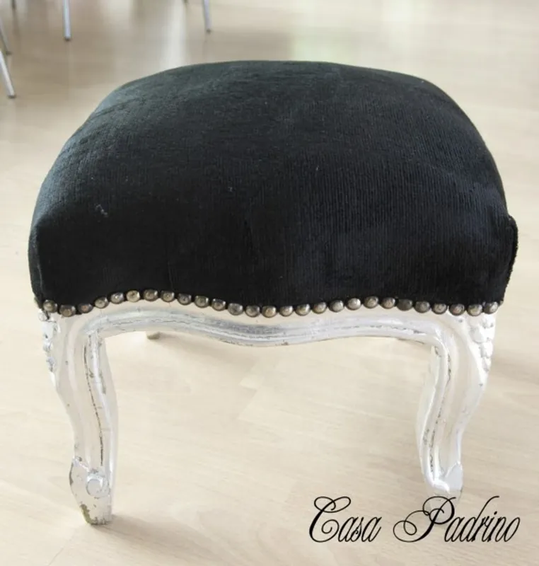 Casa Padrino baroque escabeau Noir / Argent - Mobilier ancien - Tabouret Sonderangebot