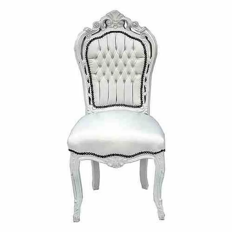 Sale Casa Padrino Dîner baroque Chaise blanc / simili cuir blanc - meubles anciens