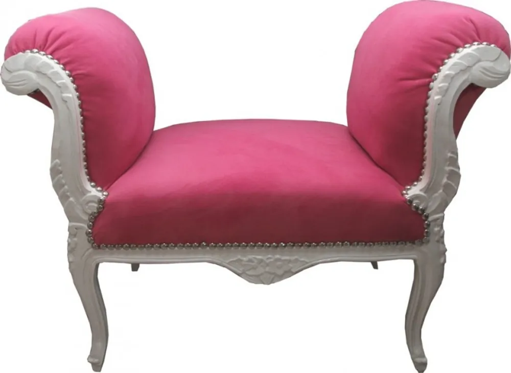 Knallerangebot Tabouret Casa Padrino baroque Tabouret rose / blanc - banc