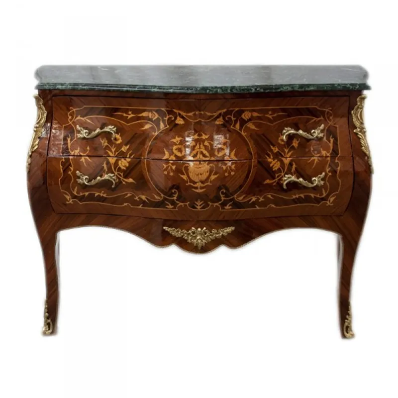 Casa Padrino Baroque Chest of Drawers brown inlaid with marble top 100cm Ausverkauf