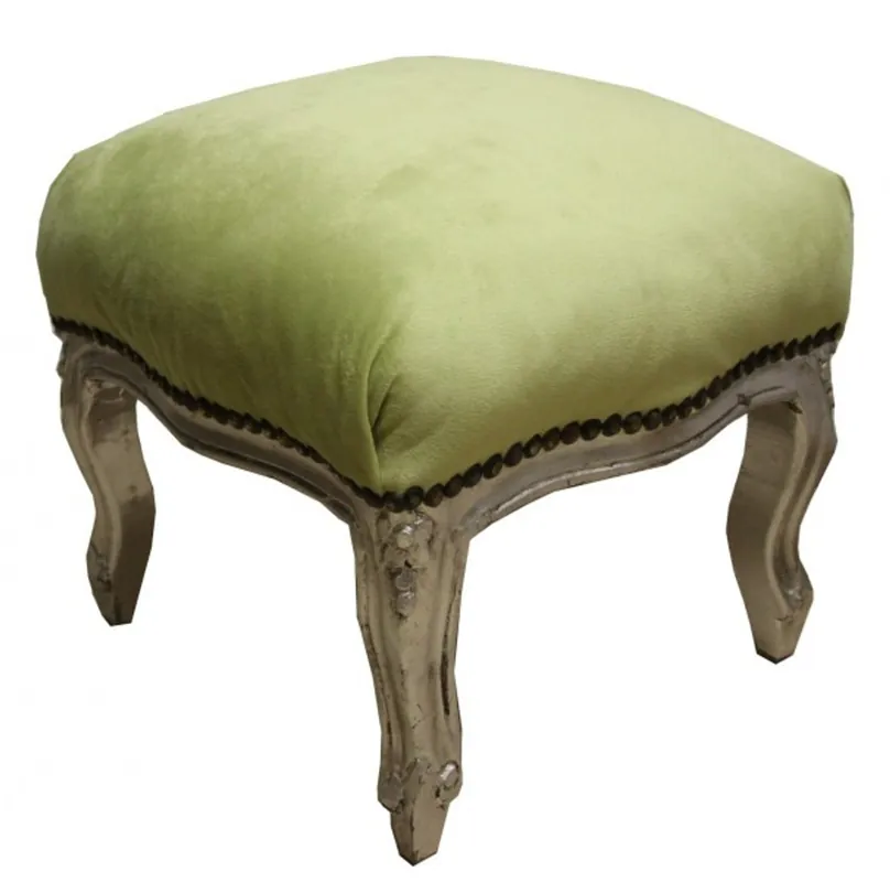 Letzte Chance Casa Padrino chasseur baroque Ottomane vert / argent - meubles anciens - Tabouret