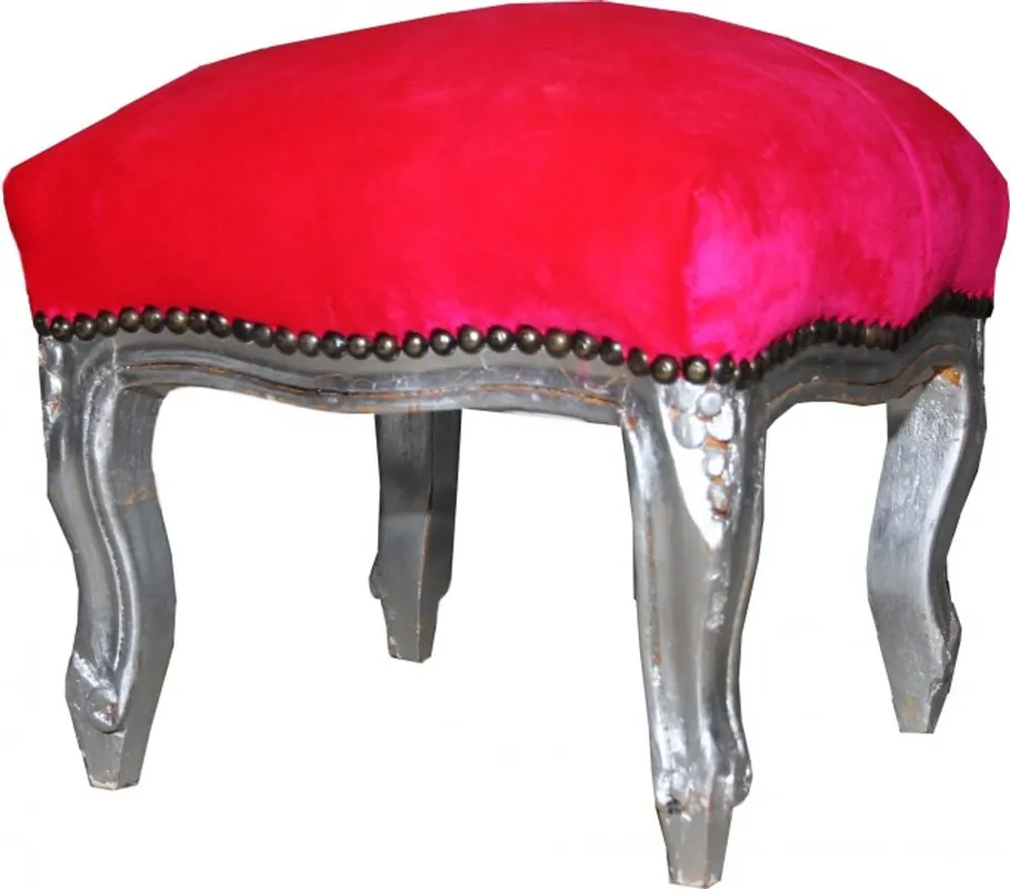 Meubles anciens - - Casa Padrino baroque rose escabeau / Argent Tabouret Schneller Versand
