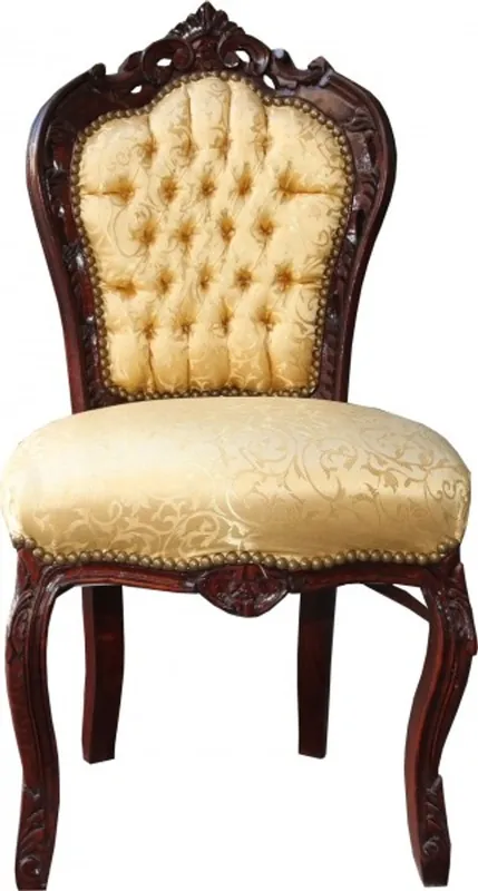 Garantierte Lieferung Dîner Casa Padrino baroque Chaise Or Motif / Brown - Mobilier baroque antique