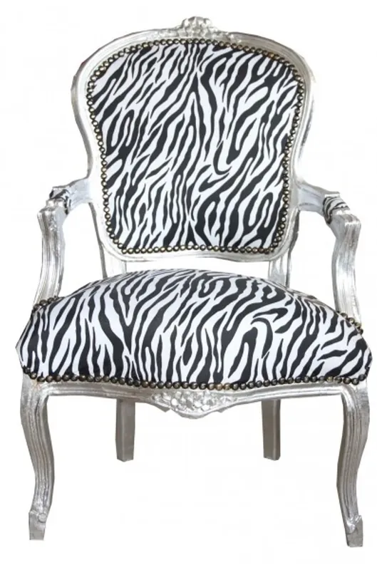 Jetzt Kaufen Casa Padrino baroque Salon Chaise Zebra / Argent