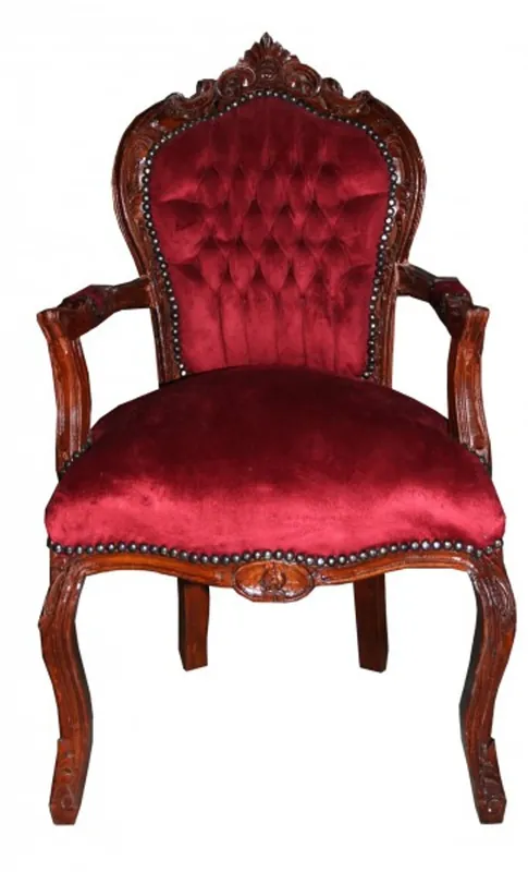 Markenprodukt Casa Padrino baroque Chaise Dîner avec accoudoirs bordeaux / marron