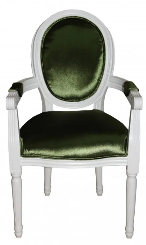 Casa Padrino Dîner baroque Chaise avec accoudoirs vert / blanc - Chaise design - qualité de luxe Preisknaller