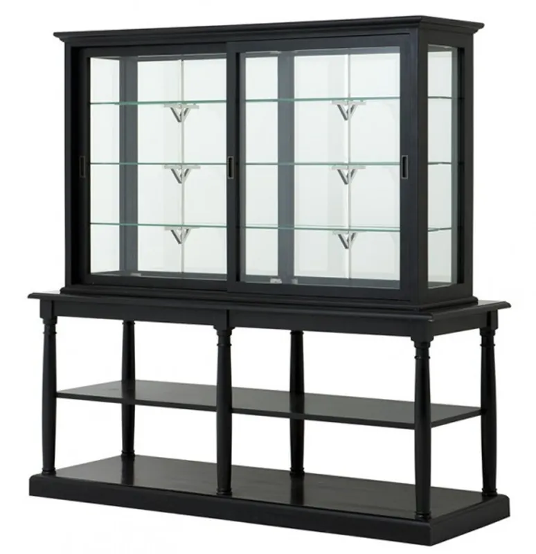 Casa Padrino luxury glass display case Black solid wood living room cabinet London Baroque Art Nouveau Rococo cabinet shop equipment Angebot