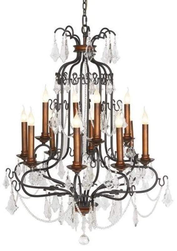 Direkt Vom Hersteller Casa Padrino luxury chandelier with real glass crystals - 12 burner chandelier height 100 cm, diameter 90 cm - Brass Finish - finest quality