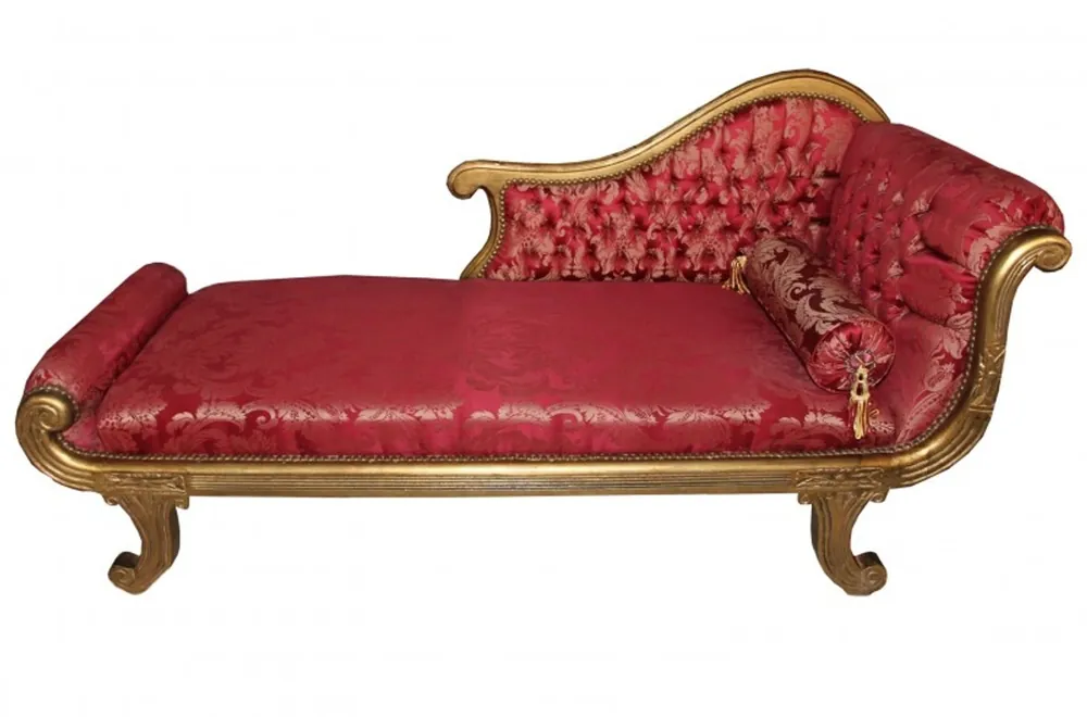 Ausverkauf Casa Padrino baroque chaise longue, XXL Bordeaux pattern fabric / Gold