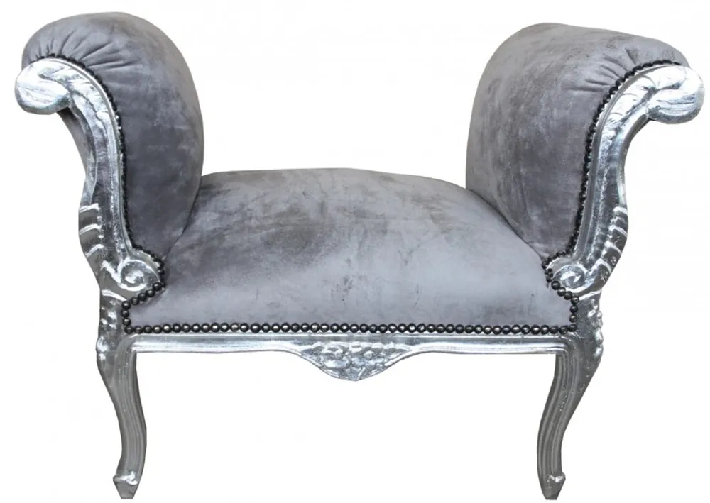 Casa Padrino baroque Tabouret gris / argent - banc Preis Gesenkt
