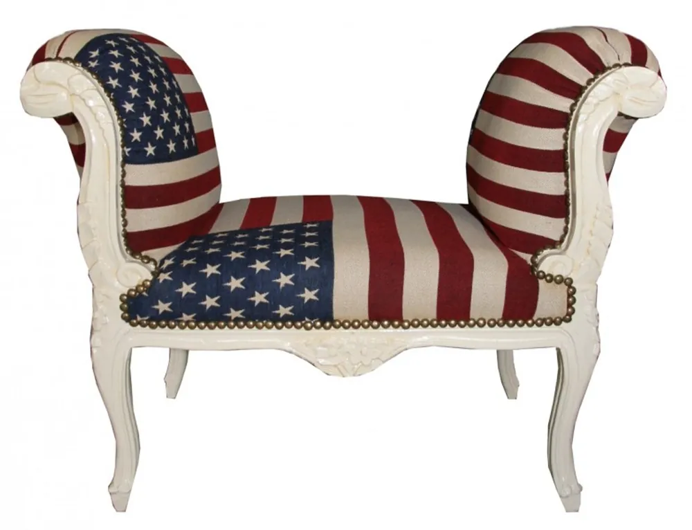 Tabouret baroque Tabouret design États-Unis / Crème - Banc Drapeau américain Echt