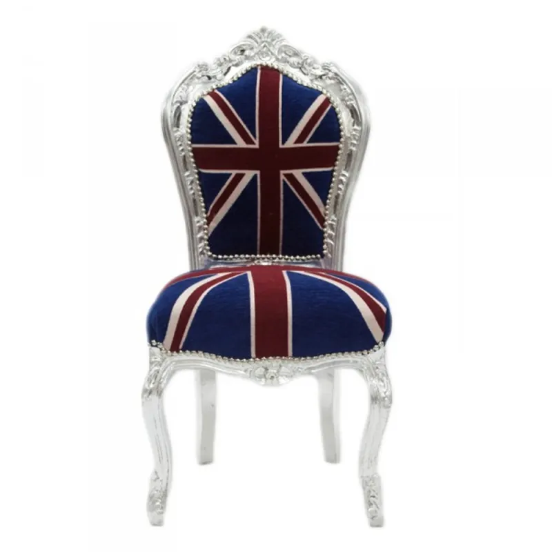 Casa Padrino Baroque Armchair Union Jack / Silver - furniture antique style Saisonangebot