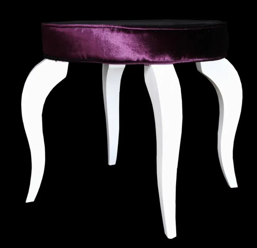 Rabatt Casa Padrino baroque Tabouret Violet / Blanc - Designer tabouret rond - qualité de luxe