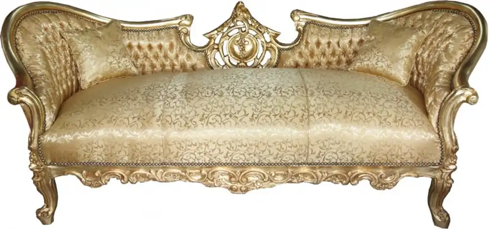 Neue Ware Casa Padrino baroque sofa set "Vampire" Gold Pattern Satin - Limited Edition - UNIQUE