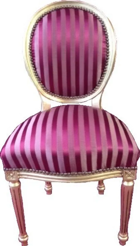 Top-Seller Dîner Casa Padrino baroque Chaise Bordeaux Rouge / Violet Stripe / Or Mod2 / Ronde