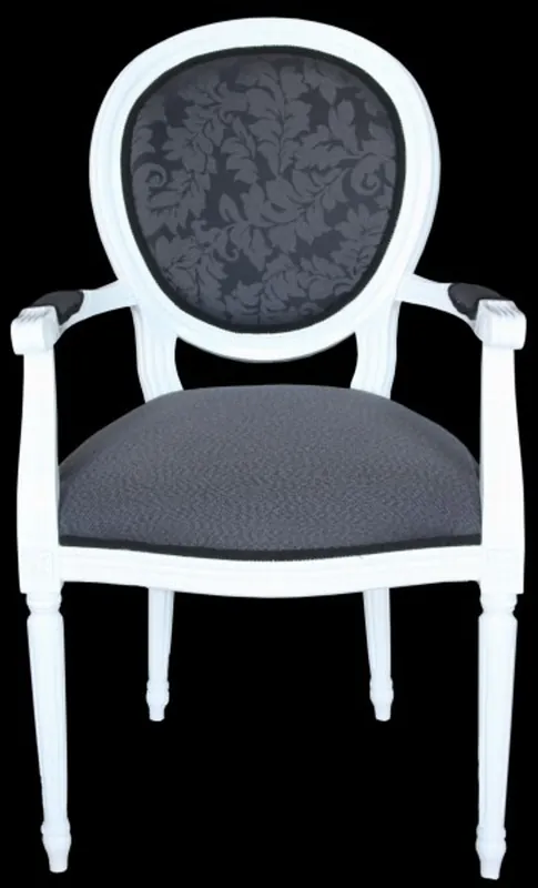 Neu Casa Padrino baroque Chaise dîner avec accoudoir gris / blanc - Chaise design - qualité de luxe