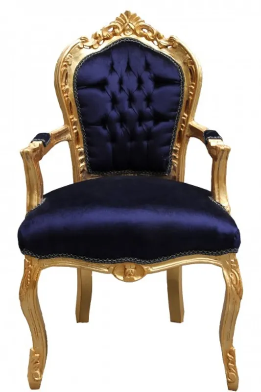 Dîner Casa Padrino baroque Chaise Bleu Royal / or avec accoudoir Nur Heute