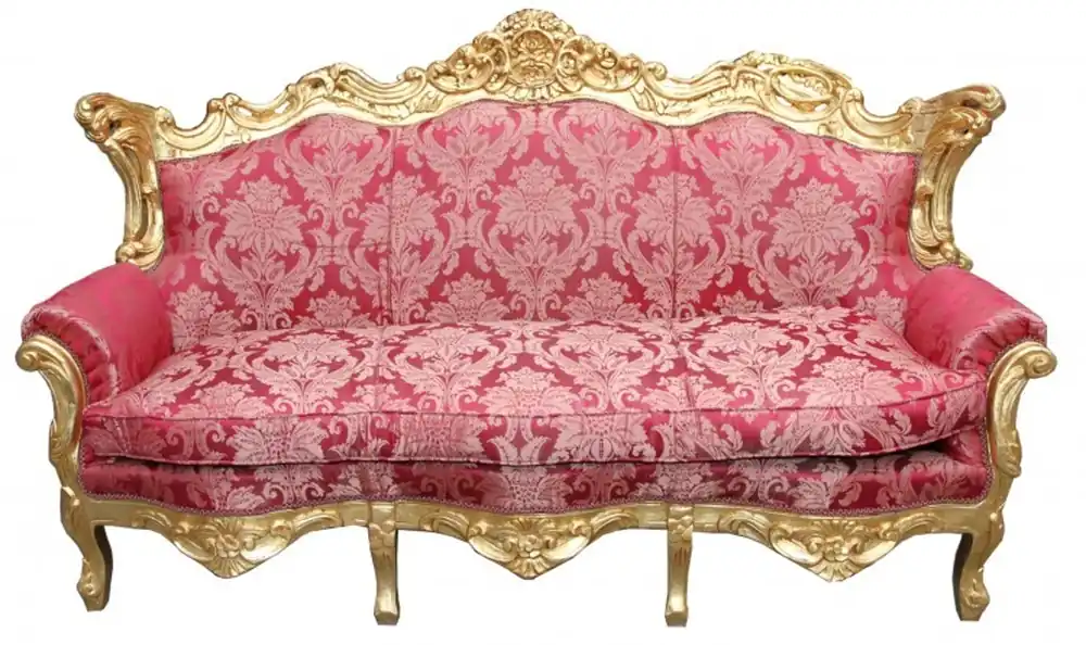 Finale Aktion Casa Padrino Baroque 3 seater master pattern Bordeaux / Gold - living room couch furniture Lounge