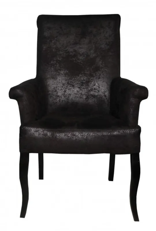 Echt Casa Padrino manger chaise brun foncé / daim marron avec accoudoirs - Mobilier baroque