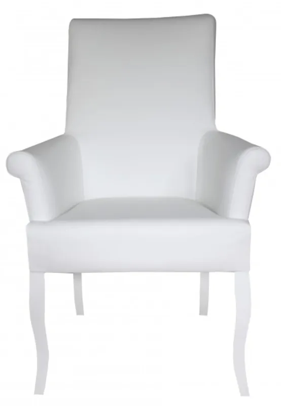 Top-Angebot Casa Padrino dîner président blanc / blanc skaï avec accoudoirs - Mobilier baroque