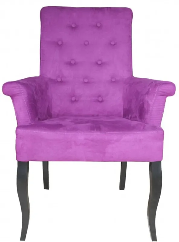 Letzte Chance Casa Padrino chaise à manger de luxe Violet / noir avec accoudoirs - Mobilier baroque