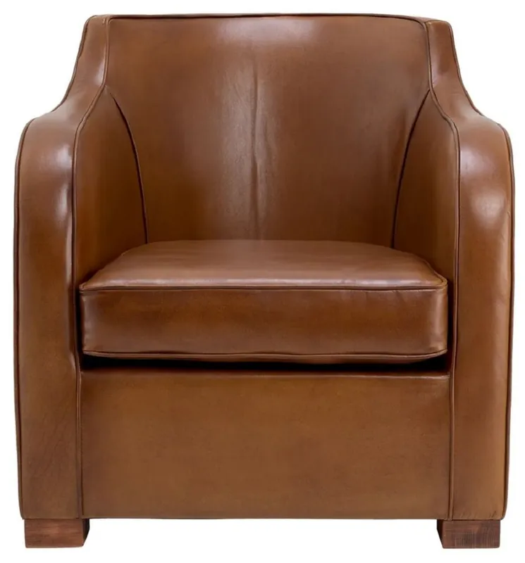 Kracherpreis Casa Padrino fauteuil en cuir de luxe marron 69 x 80 x H. 71 cm - Fauteuil de salon en cuir véritable - Fauteuil d'hôtel - Meubles de salon - Meubles d'hôtel - Qualité de luxe