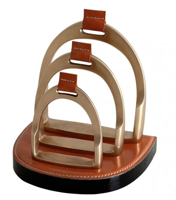 Casa Padrino luxury Letter Holder Leather Brown / Brass - Leather Stand letters Business - Office Accessory Solange Der Vorrat Reicht