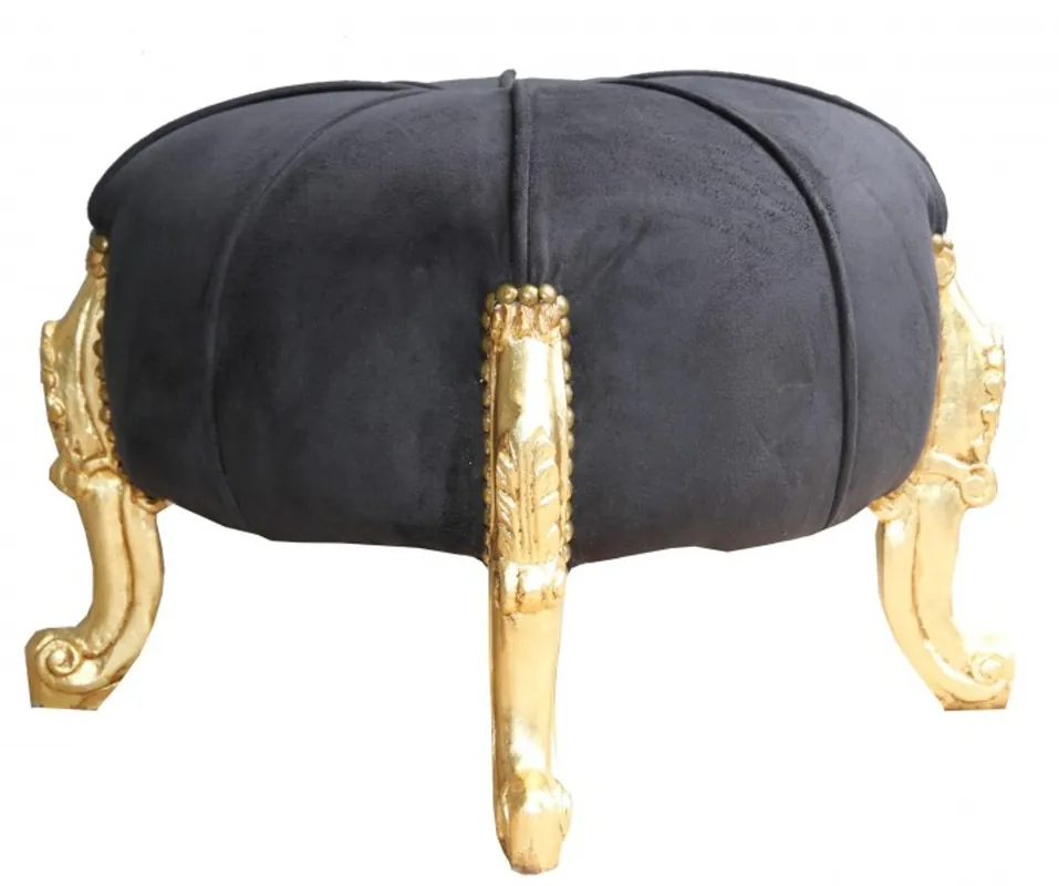 Aktuell Casa Padrino baroque Tabouret - Rundhocker- Noir / Or - Mobilier baroque