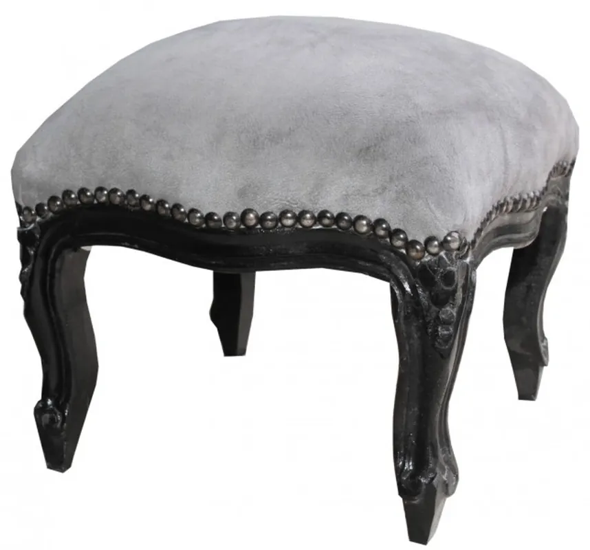 Preiswert Casa Padrino baroque escabeau gris / noir - meubles anciens - Tabouret